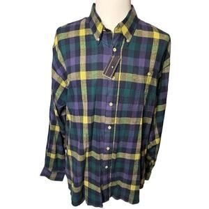 Stanley Blacker NEW Plaid Flannel Button Down Long Sleeve Shirt Mens 2XL